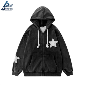Sweat à capuche zippé pour homme, style vintage, avec broderie personnalisée, manches amovibles, nouveau style. - Product Image 1