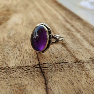 Bague en argent sterling 925 pour femme, style bohème, avec pierre précieuse naturelle améthyste violette taille ovale – Cadeau idéal pour mariage, anniversaire - Product Image 4