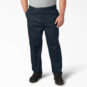 Pantalones Casuales de Corte Recto para Hombre, Color Azul Marino, Poliéster de Peso Medio, Antiarrugas, Cierre de Botón, Estilo Otoñal - Product Image 3