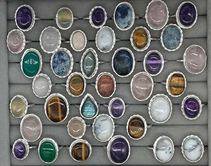 Natural Assorted Gemstone Brass Bezel Setting Silver Plated Handmade <b>Statement</b> <b>Rings</b> Unisex Wholesale Fashion Bulk <b>Ring</b> - Product Image 1