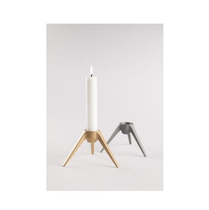Unique Tripod Taper Candle Holder Minimalist Metal <b>Candlestick</b> Stand in Gold and <b>Silver</b> Architectural Desktop Decor for Luxury - Product Image 2