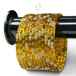 Bracelets en verre goutte de pluie dorés au miel de luxe, pierres de cristal pour la collection de bijoux de mariage et de mariée pour femmes - Product Image 1