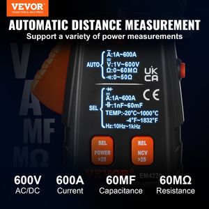 Multimetro Digitale a Pinza T-RMS 6000 Conti, Tester di Corrente, Tensione e Resistenza 600A con Funzione Data Hold per Test di Continuità e Diodi - Product Image 2