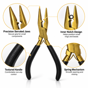 Pince à micro-liens en acier inoxydable noir mat pour extensions capillaires, outil de pose et de retrait de perles, kit d'outils à boucles - Product Image 3