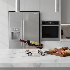 Estante para Botellas de Vino de Metal con Forma de Carrito de Compras, Soporte para Botellas de Vino de Metal, Estante para Vino - Product Image 3