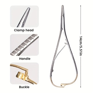 Porta Agujas de Microcirugía Castroviejo, Recto y Curvo, 5.51 Pulgadas, Instrumentos Médicos para Sutura Quirúrgica - Product Image 3