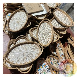 ถาดหวายทำมือฝังมุก งานฝีมือสุดหรู ตะกร้าสานสำหรับตกแต่งบ้าน รีสอร์ท โรงแรม และร้านขายของขวัญ - Product Image 4