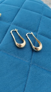 Boucles d'oreilles créoles géométriques plaquées or 18 carats en forme de goutte d'eau, tendance, en laiton, bijoux unisexes, cadeau - Product Image 3