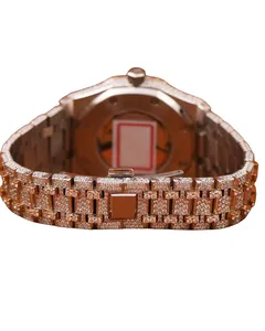 Montre chronographe mécanique Iced Out pour homme, mouvement en verre de haute qualité, bracelet en diamants Moissanite VVS, cadran arabe personnalisé - Product Image 4