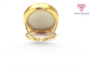 18K Gold Plated <b>Lapis</b> <b>Lazuli</b> & White Agate Adjustable Statement <b>Ring</b> | CZ Floral Designer Jewelry Cocktail <b>Ring</b> - Product Image 1