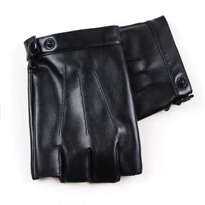 Men's Half-<b>Finger</b> Goatskin Leather Gloves with Gel Padding Customized for Motorbike Racing Riding & Cycling Cotton Liner Driving - Product Image 5