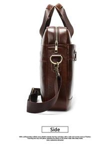 Sac fourre-tout de voyage vintage grande capacité, écologique, sacoche d'affaires pour ordinateur portable 14 pouces, porte-documents en cuir véritable pour hommes - Product Image 4