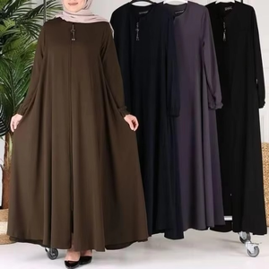 Abaya style Dubaï pour femmes, robe musulmane modeste à manches longues, robe maxi, fournisseur en gros OEM ODM sur mesure - Product Image 5