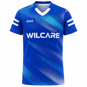 Men's White Blue Sublimation Printed V Neck Jersey Sublimation printed V neck jersey Men's white blue <b>leisurewear</b> GAA style - Product Image 4