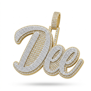 Men's 925 <b>silver</b> Moissanite Diamond Big pendant Iced Custom Letter <b>Initial</b> Cursive Name <b>Necklace</b> Bling Hip hop Rapper's Jewelry - Product Image 1