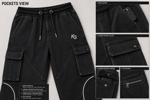 Pantalon cargo streetwear premium pour homme, coupe droite décontractée, tissu délavé résistant, avec plusieurs poches - Product Image 6