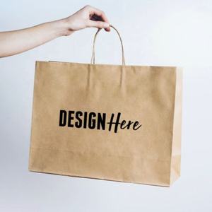 Sac de shopping en papier kraft brun avec logo personnalisé, emballage écologique recyclable, sac de transport pour vêtements et chaussures, fournisseur en gros - Product Image 1