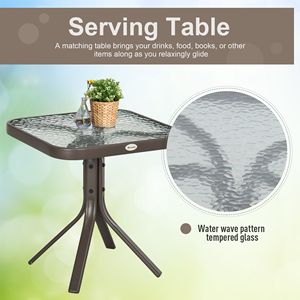 Set di 3 Sedie a Dondolo da Giardino con Tessuto Sling, Tavolo in Vetro e Tavolino da Caffè per Esterni - Product Image 6