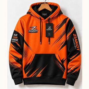 Wholesale Direct Ziakot Industry Custom <b>Stitched</b> Orange Orange-Black Sports Pullover Sweatshirt <b>Hoodie</b> - Product Image 1