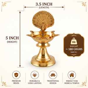 Premium Brass Oil Lamp Diya Table Top & Home <b>Mandir</b> Decorative Diwali Home Temple Decor Festival Lighting Durable Elegant Design - Product Image 5