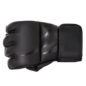 Half Finger PU Training Gloves with Adjustable Hook-and-Loop Wrist <b>Strap</b> Lightweight for Boxing & MMA Unisex - Product Image 2