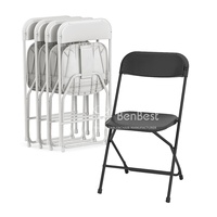 Dernier produit 45*45*80cm vente en gros noir blanc restaurant chaises pliantes pour événements dossier chaise en plastique
