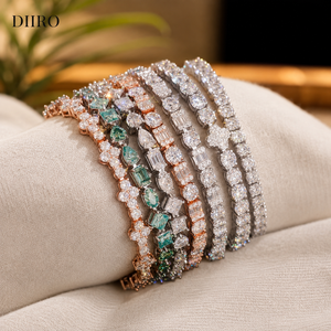 Iced Out 925 Sterling <b>Silver</b> Tennis Chain <b>Bracelet</b> Round Brilliant Cut Moissanite Gift for Women's Wear - Product Image 1