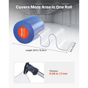Cortina de tiras de PVC transparente de 50 pies de largo x 8 de ancho, rollo a granel de tiras de plástico para puertas, tiras de cortina para congeladores y refrigeradores, para puertas de garajes - Product Image 2