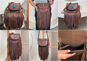 Cheveux sur imprimé Animal daim cuir frange peau de vache croissant sac à main femmes pour la mode vente chaude sac à bandoulière en forme de baril - Product Image 3