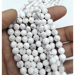 Cuentas Redondas Lisas de Howlite Natural, Grado A Superior, Cuentas de Piedras Preciosas al por Mayor, Ágata Mirani de Rajasthan, Tema Amor - Product Image 1