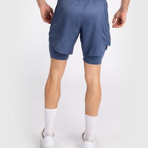 Shorts MMA 2-en-1 pour hommes avec doublure de compression, séchage rapide, imprimé bleu, vêtements d'entraînement et de combat - Product Image 3