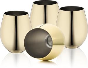 Juego de Copas de Vino de Acero Inoxidable Negro, Copas con Tallo Metálico Irrompibles para Cócteles, Whisky, Fiestas y Bares - Product Image 4