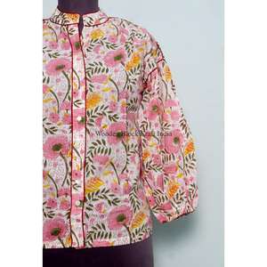 Hauts pour femmes Sweet Style 100% coton à imprimé floral, manches 3/4, col rond, tissu tricoté respirant et écologique, vêtements décontractés d'été - Product Image 2