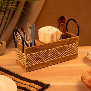 Elegant Metal Cutlery Holder Kitchen Utensil Organizer <b>Tabletop</b> <b>Storage</b> Basket - Product Image 5