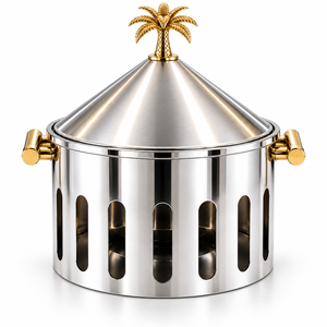 Stainless Steel Arabic Style Cone Lid Chafing Dish 24cm Diameter Durable Luxury Design - Product Image 1
