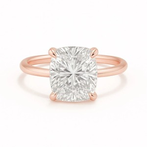 แหวนหมั้นเพชรเม็ดเดี่ยวทรงคุชชั่นยาว 2 กะรัต ทองคำแท้ 14K สำหรับผู้หญิง - Product Image 3