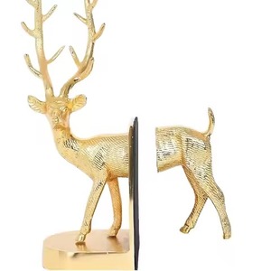 Hot Selling Minimalist Brass <b>Bookends</b> 2Pcs Gold Plated Metal Rectangle Design Traditional Book Ends For Office - Product Image 2