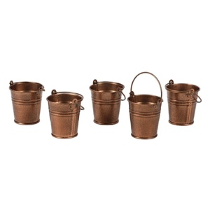 Antique Copper Metal Bucket Pail With Handles <b>Small</b> Vintage Decorative Serving Planter <b>Pot</b> For Home Garden Wedding Table Decor - Product Image 1
