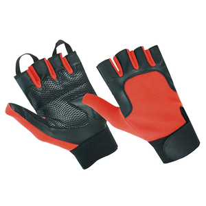 Gants de sport unisexes demi-doigts respirants en PU rouge et noir, design Pull Design Speed One, haute qualité, logo personnalisé pour l'été - Product Image 3