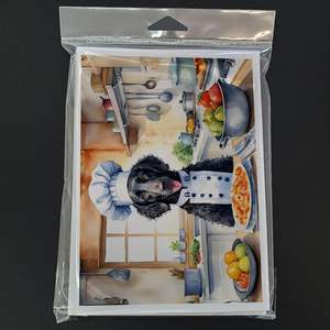 Whimsical A7 Tamaño 5x7 Tarjetas de nota en blanco Paquete de 8 tarjetas de felicitación Retriever the Chef con revestimiento rizado con sobres - Product Image 3