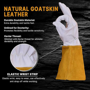 Gants anti-coupure et anti-chaleur en cuir de chèvre sur mesure pour femmes, pour soudage MIG TIG et protection au travail - Product Image 2