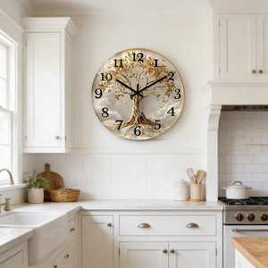 Grande horloge murale analogique à quartz en résine moderne, motif flocon de neige, design antique, Noël, alimentée par piles, salon, simple face - Product Image 3