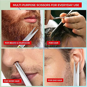 Stainless Steel 4Cr13 Professional Grooming <b>Scissors</b> Blunt Tip Right-Handed Medium Handle <b>Beard</b> Mustache Nose Ear Hair Precision - Product Image 6