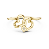 Bague de fiançailles en or jaune pour femme, diamant rond, design classique en forme de cœur, bijoux en diamant naturel