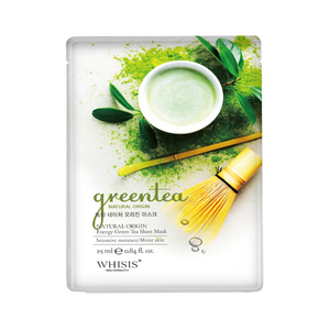 Mascarilla facial [WHISIS Nature Origin Sheet Mask Green tea] Belleza coreana Cuidado de la piel coreano Cosméticos coreanos Mascarilla facial cruelty-free Calmante y suave - Product Image 1