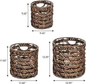 Panier à linge en jacinthe d'eau tressée naturelle avec poignées, fournisseur direct d'usine - Product Image 2