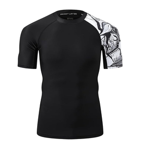 Men Rash Guard <b>Compression</b> T <b>Shirt</b> Short Sleeve Swim <b>Shirt</b> UV Protection Quick Dry Wholesale Manufacturer - Product Image 2