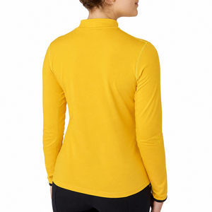 Women Yellow Equestrian Quarter Zip Riding <b>Top</b> Long Sleeve Horse Riding Training Shirt Stretch Performance Base Layer OEM - Product Image 3