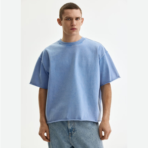 Custom Acid Washed Distressed Tshirts Oversized Blank Spandex/Cotton T-shirts Men's Boxy Fit Vintage T Shirts Luxury Tee Shirts - Product Image 2
