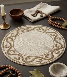 Set de table décoratif moderne fait main, écologique, perlé, motif floral, décoration d'intérieur haut de gamme, finition artisanale, élégant - Product Image 5
